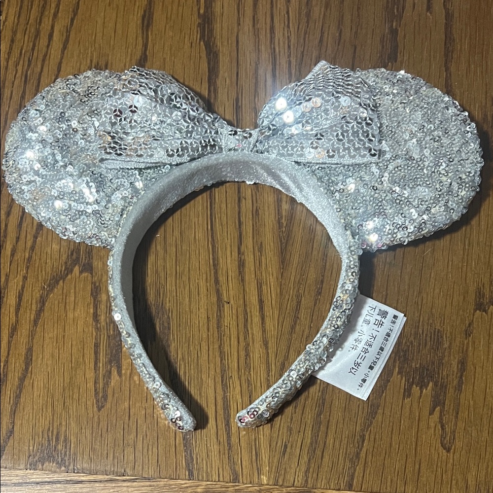 Disney Sparkling Silver Sequin Mouse Ears Headband